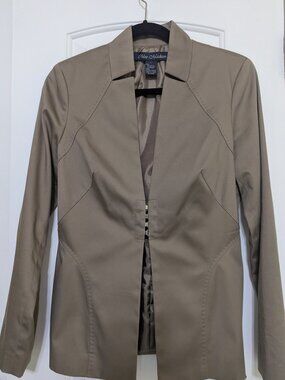 Chloe Madison lined Jacket and Matching Skirt, size 6, olive green